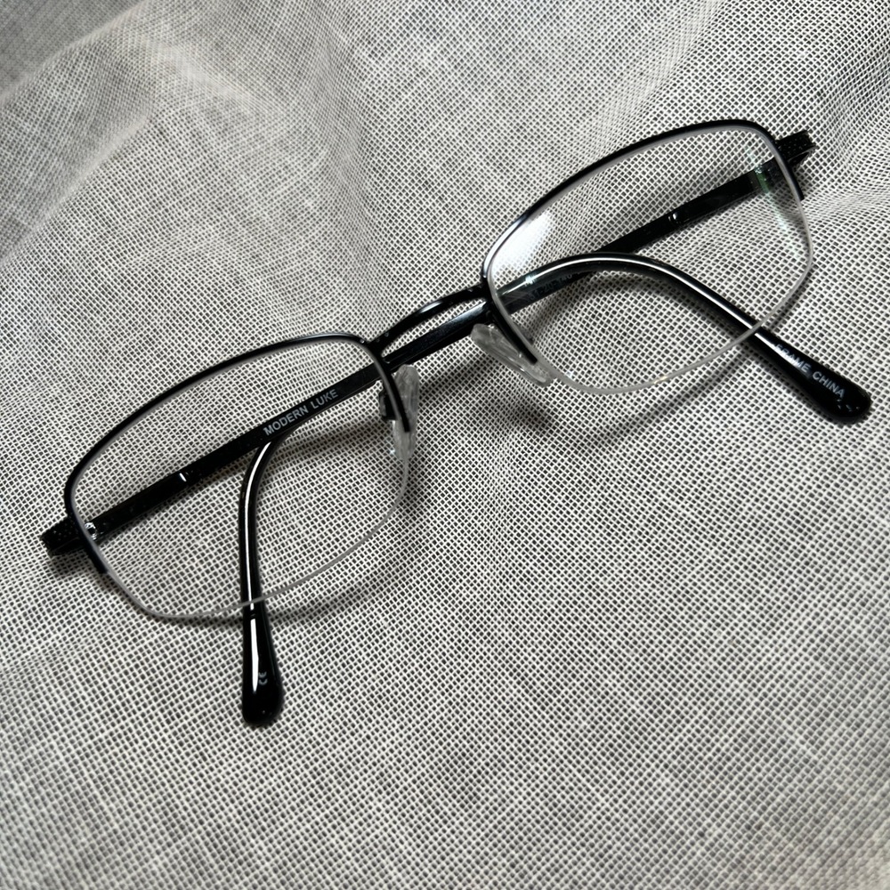 Modern Luke Mens 51-20-140 Eyeglasses Black Semi Rimless Metal Rectangle Frames‎